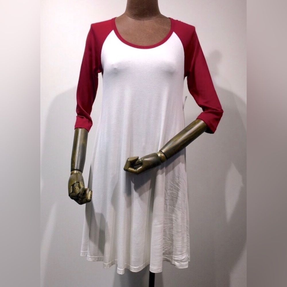 🆕 Baseball Pajama Dress - White+Burgundy